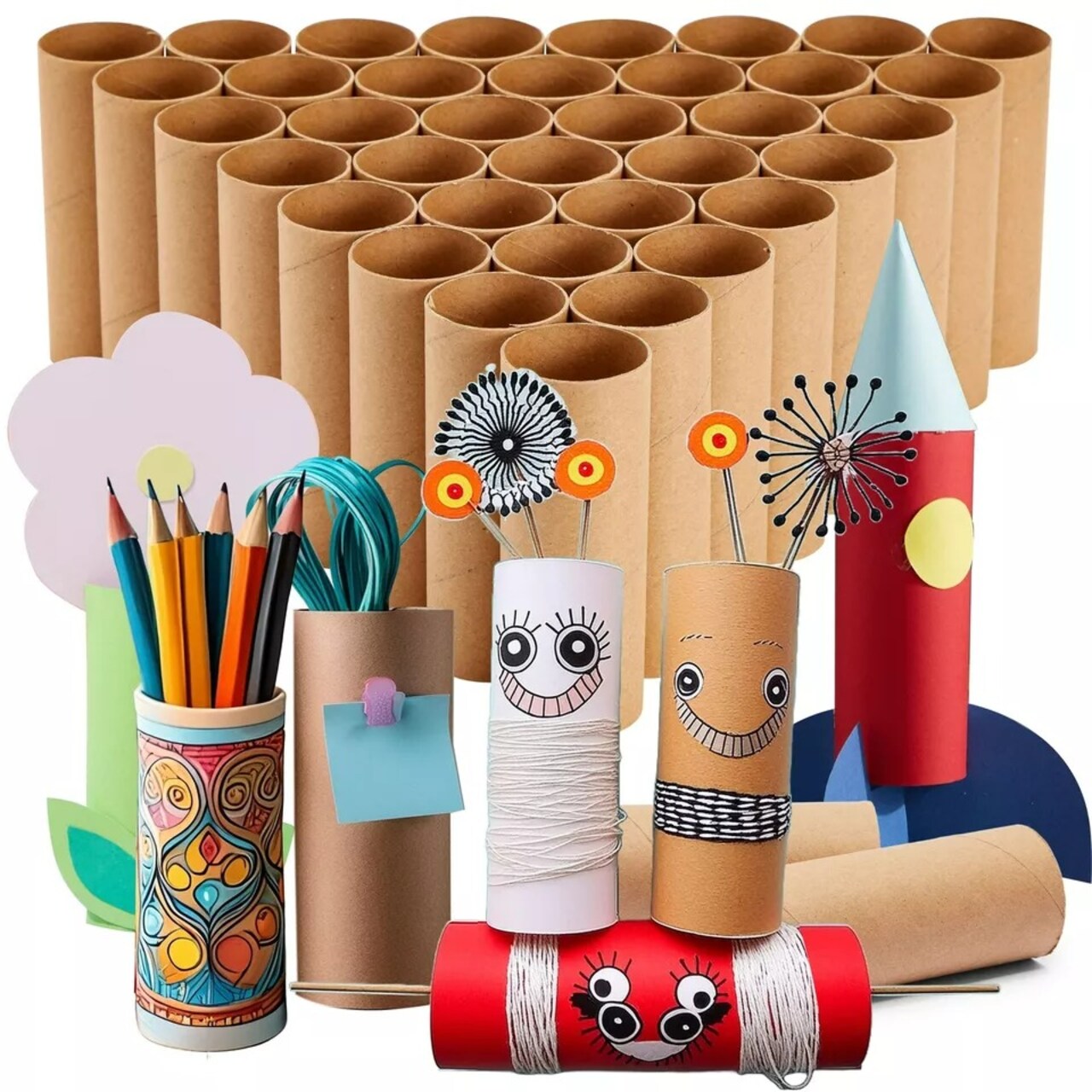 36 Pack Brown Cardboard Tubes for Crafts, DIY Craft Paper Roll (1.6 x 4.7 In)